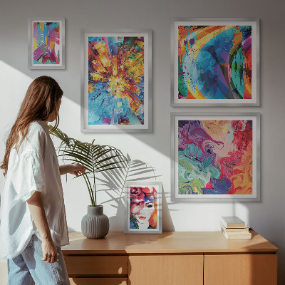 Set of 5 wall art pieces Abstract colorful compositions