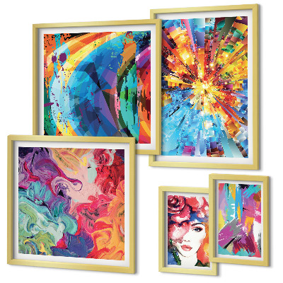 Set of 5 wall art pieces Abstract colorful compositions