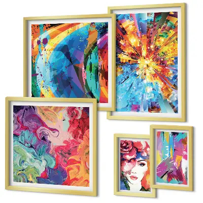 Set of 5 abstract colorful wall art pieces colorful compositions composition set
