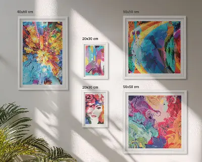 Set of 5 abstract colorful wall art pieces colorful compositions composition set