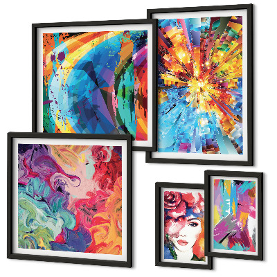 Set of 5 wall art pieces Abstract colorful compositions