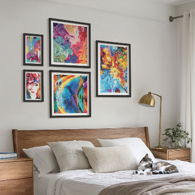 Set of 5 wall art pieces Abstract colorful compositions