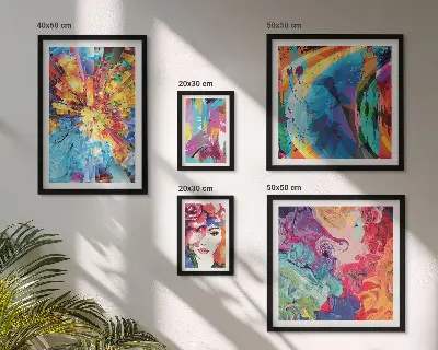 Set of 5 abstract colorful wall art pieces colorful compositions composition set