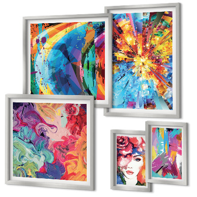 Set of 5 wall art pieces Abstract colorful compositions