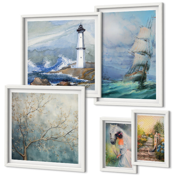 Set of 5 wall art pieces Sea adventures and landscapes