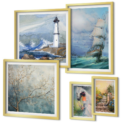 Set of 5 wall art pieces Sea adventures and landscapes