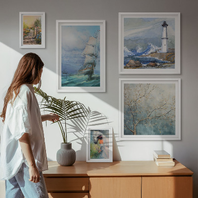 Set of 5 wall art pieces Sea adventures and landscapes