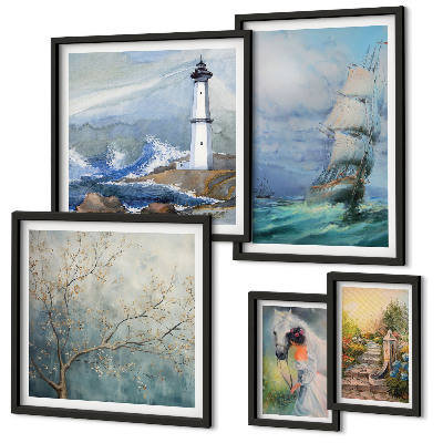 Set of 5 wall art pieces Sea adventures and landscapes