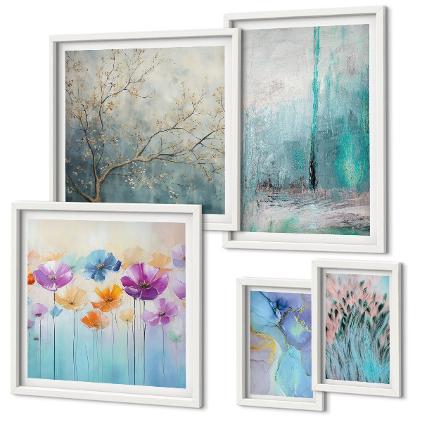 Gallery wall Abstract landscapes flowers