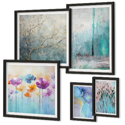 Gallery wall Abstract landscapes flowers