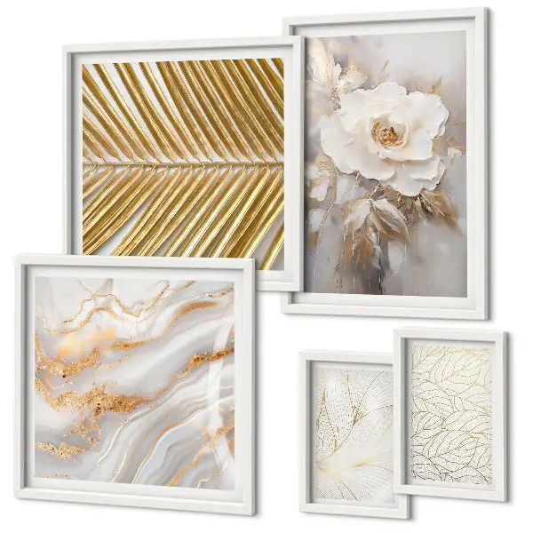Set of 5 floral wall art pieces stylish motifs