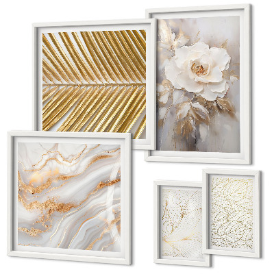 Set of 5 wall art pieces Stylish floral motifs