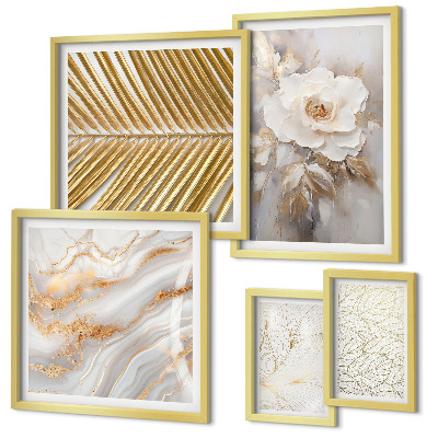 Set of 5 wall art pieces Stylish floral motifs