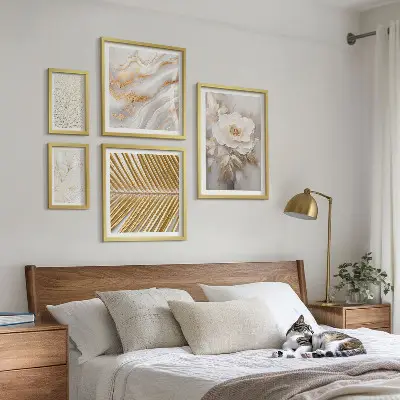 Set of 5 floral wall art pieces stylish motifs