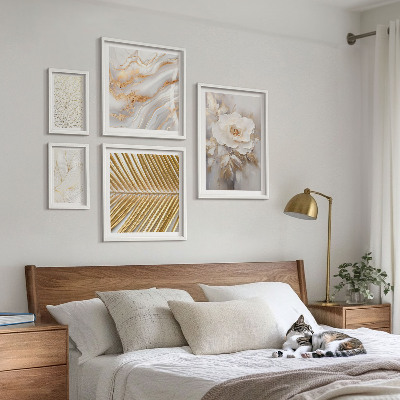 Set of 5 wall art pieces Stylish floral motifs