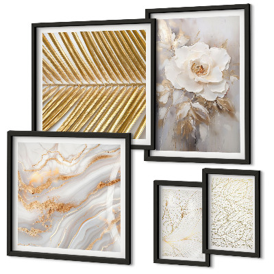 Set of 5 wall art pieces Stylish floral motifs