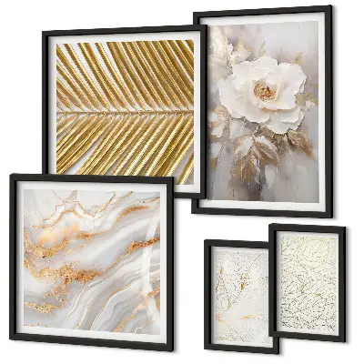 Set of 5 floral wall art pieces stylish motifs
