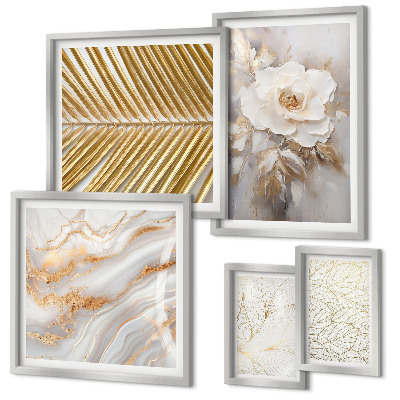 Set of 5 wall art pieces Stylish floral motifs