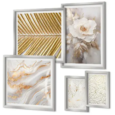 Set of 5 floral wall art pieces stylish motifs