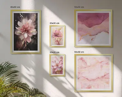 Pink floral wall art set set of 5 pieces