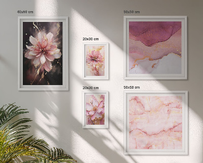 Set of 5 wall art pieces Pink floral arrangements