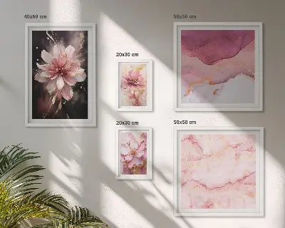 Pink floral wall art set set of 5 pieces