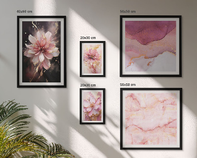 Set of 5 wall art pieces Pink floral arrangements