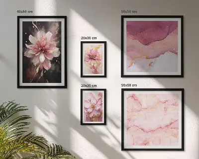 Pink floral wall art set set of 5 pieces