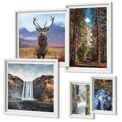Set of 5 wall art pieces Landscapes waterfalls nature