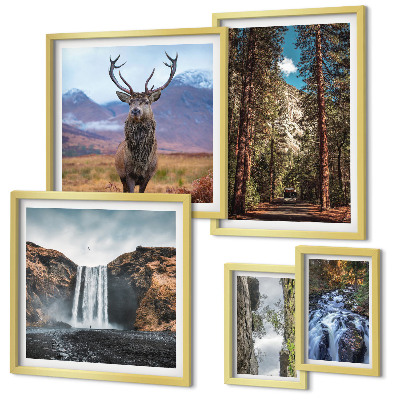 Set of 5 wall art pieces Landscapes waterfalls nature