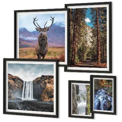 Set of 5 wall art pieces Landscapes waterfalls nature