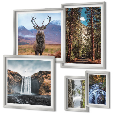 Set of 5 wall art pieces Landscapes waterfalls nature