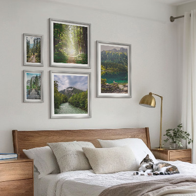 Framed photo set Mountain landscapes and forest trails