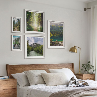 Framed photo set Mountain landscapes and forest trails