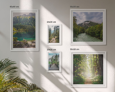 Framed photo set Mountain landscapes and forest trails