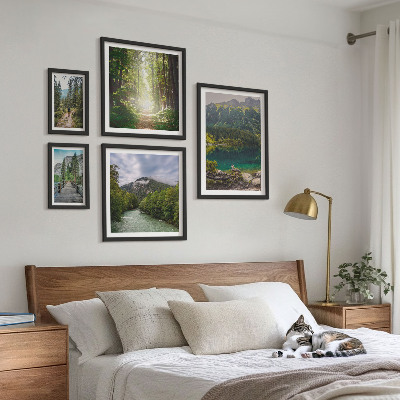 Framed photo set Mountain landscapes and forest trails