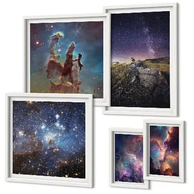Cosmic galaxies landscape gallery wall a gallery wall set of cosmic galaxy landscapes