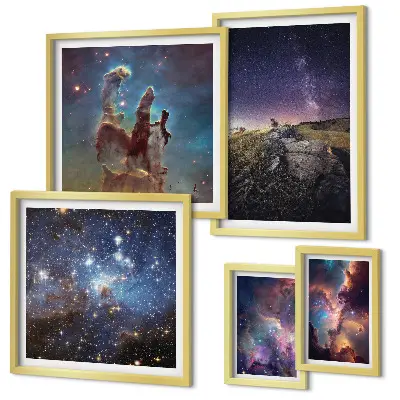 Cosmic galaxies landscape gallery wall a gallery wall set of cosmic galaxy landscapes