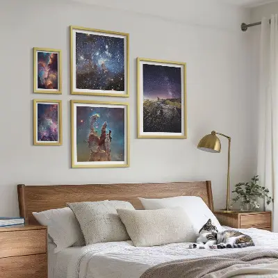 Cosmic galaxies landscape gallery wall a gallery wall set of cosmic galaxy landscapes