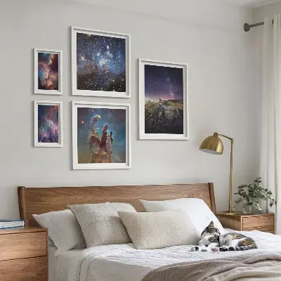 Cosmic galaxies landscape gallery wall a gallery wall set of cosmic galaxy landscapes