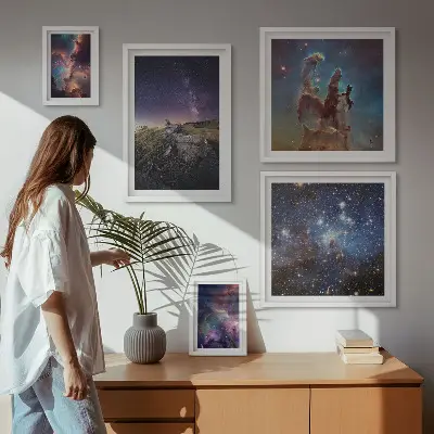 Cosmic galaxies landscape gallery wall a gallery wall set of cosmic galaxy landscapes