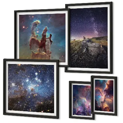 Cosmic galaxies landscape gallery wall a gallery wall set of cosmic galaxy landscapes