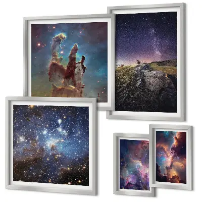 Cosmic galaxies landscape gallery wall a gallery wall set of cosmic galaxy landscapes