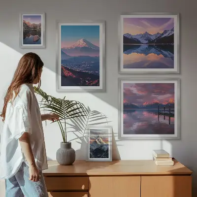 5-Piece Wall Art Set with picturesque mountain peaks