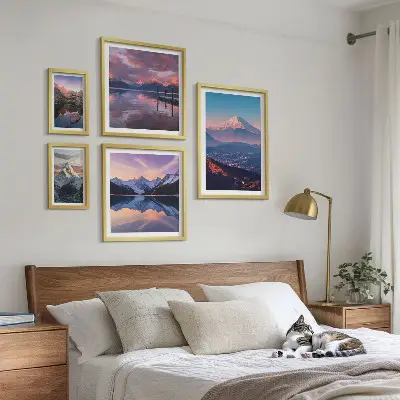 5-Piece Wall Art Set with picturesque mountain peaks