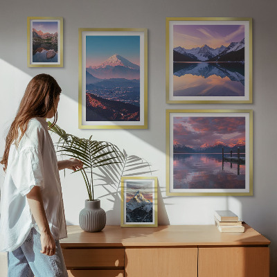 Set of 5 wall art pieces Mountain views, picturesque peaks