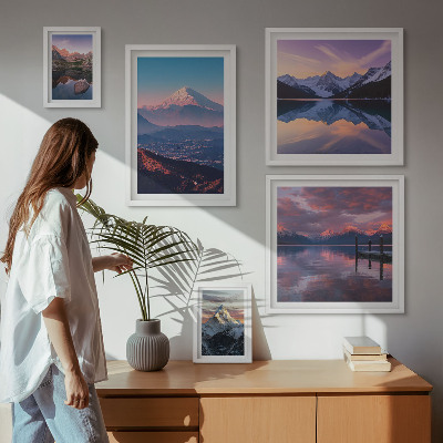 Set of 5 wall art pieces Mountain views, picturesque peaks