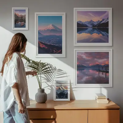 5-Piece Wall Art Set with picturesque mountain peaks
