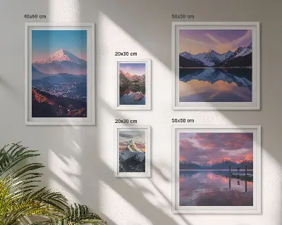 5-Piece Wall Art Set with picturesque mountain peaks