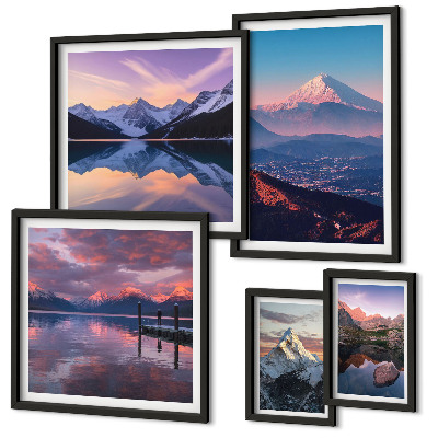 Set of 5 wall art pieces Mountain views, picturesque peaks